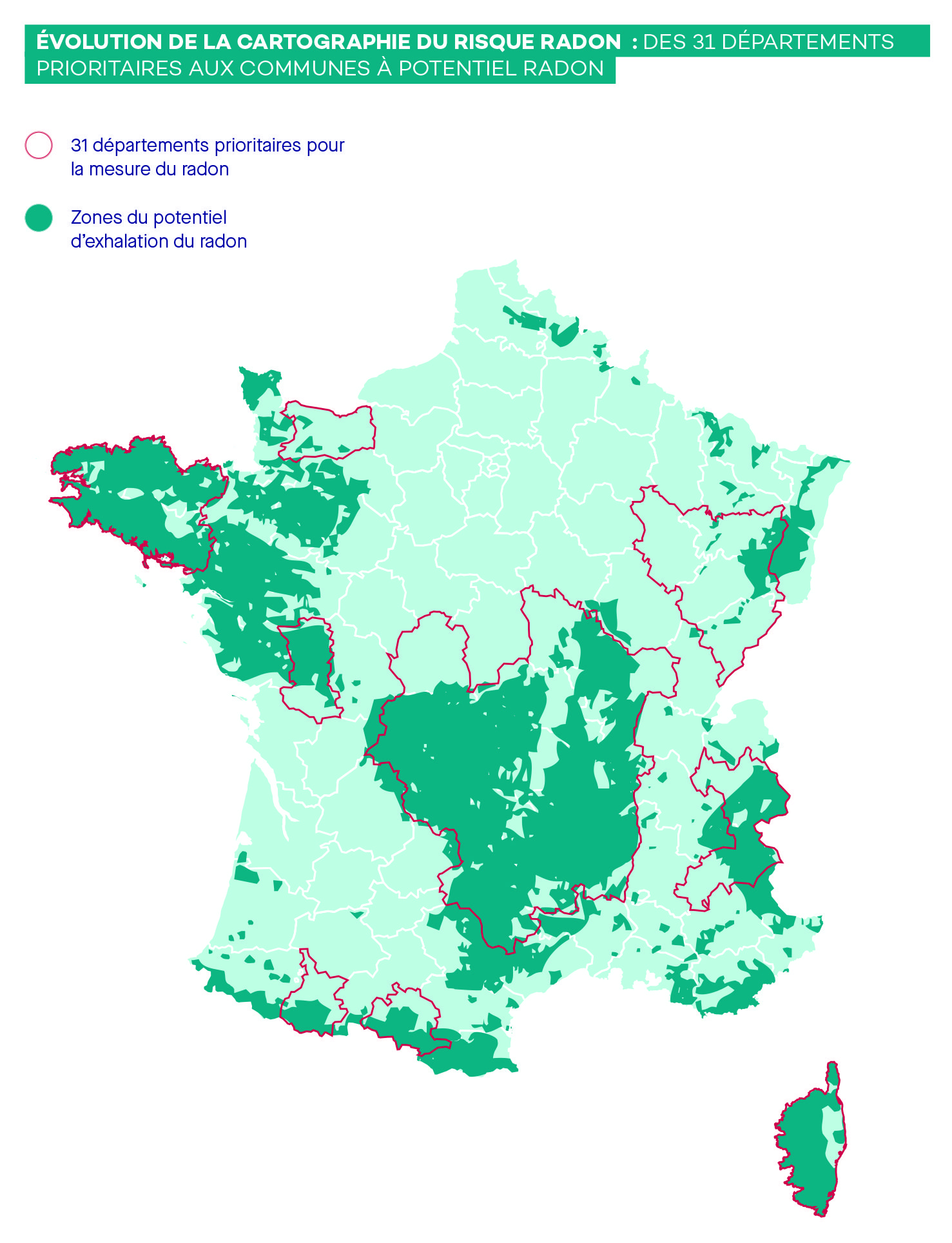 Carte des zones radon en France